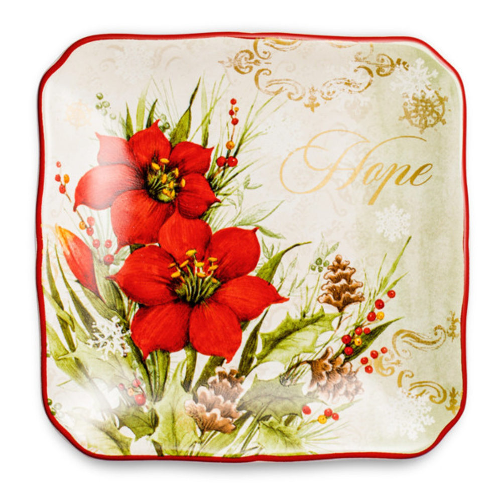 Тарелка пирожковая квадратная 15см Certified International Corp Красочная зима Надежда