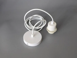 Патрон подвесной Е27 шнур подвес потолочный для светильника и люстры для лампы и абажура декоративный, белый, 1.9м, цоколь Е27, 60 Вт, 1 шт.