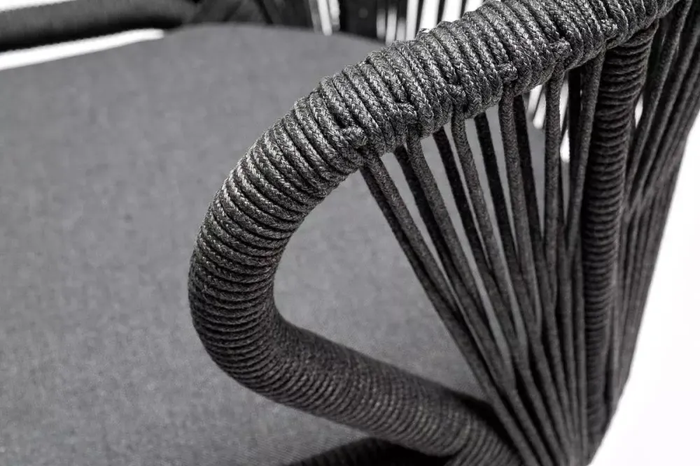 "Венето" обеденная группа на 6 персон со стульями "Милан", каркас темно-серый, роуп темно-серый