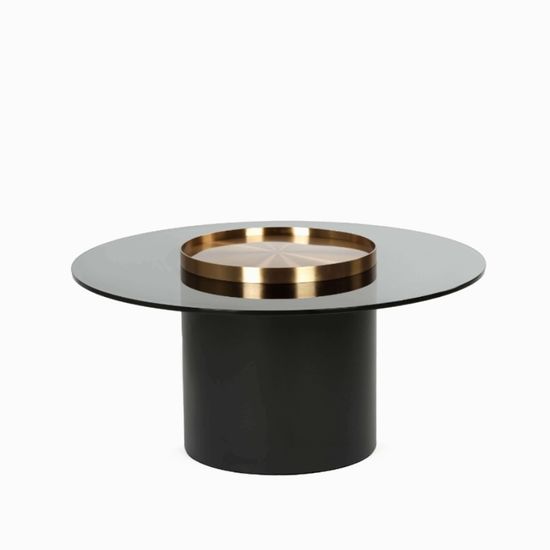 Кофейный стол Nille диаметр 80, сталь и стекло