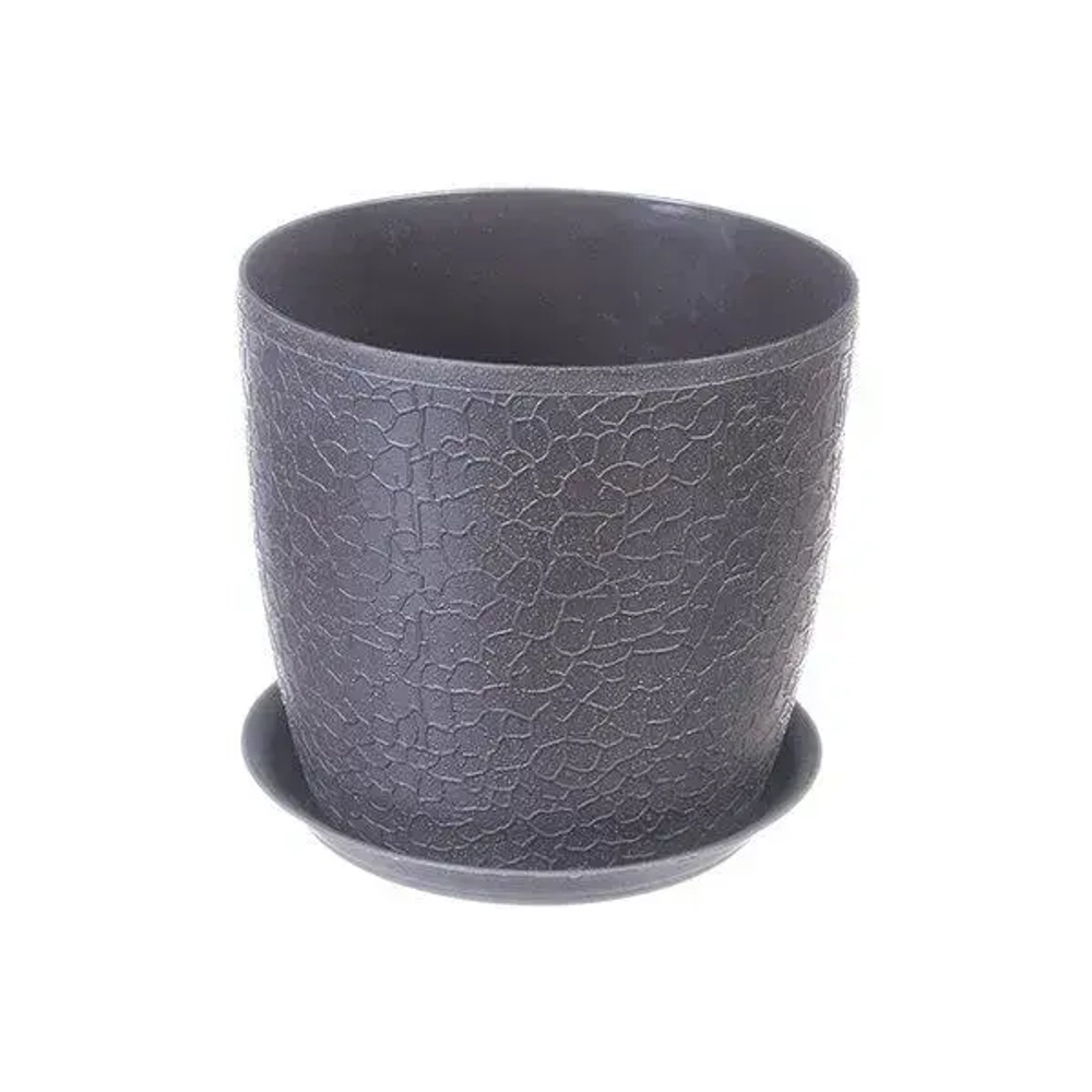 Кашпо ВЕРОНА D140мм 1,5л с подставкой Графитовый 0,126,14х0,14м (комплект 12 шт)