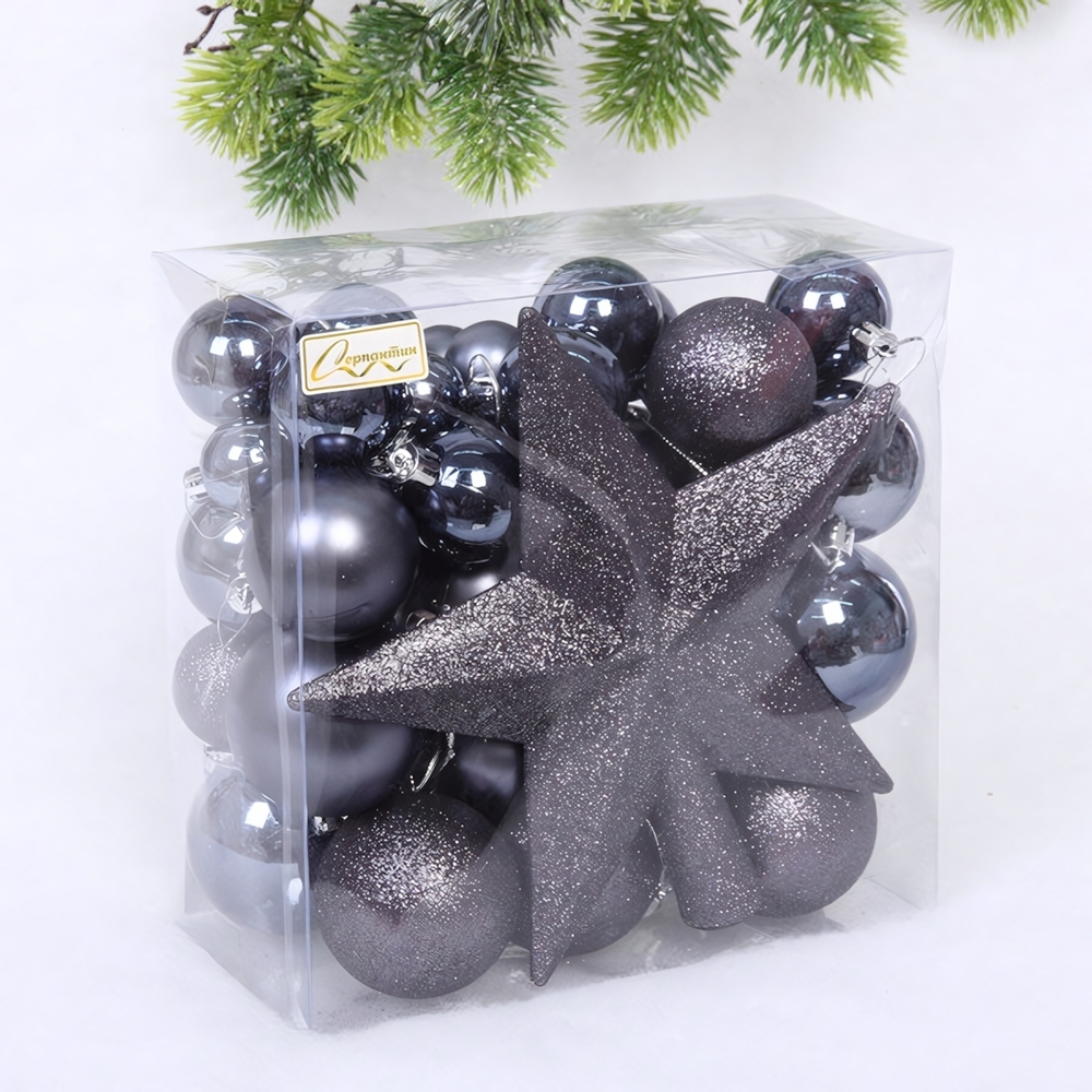 Набор ёлочных украшений «Brilliant fairy tale» 52 предмета, Графит
