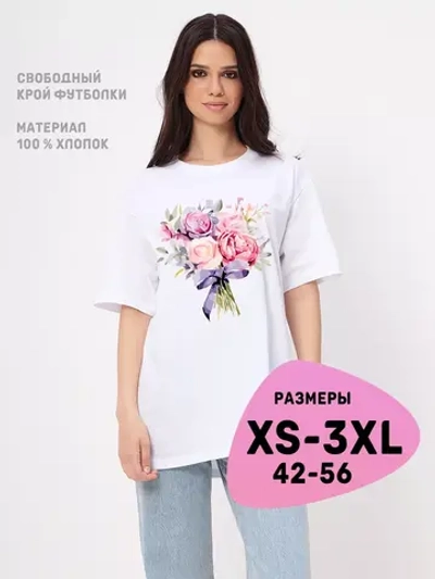 Футболка нарядная с рисунком цветы