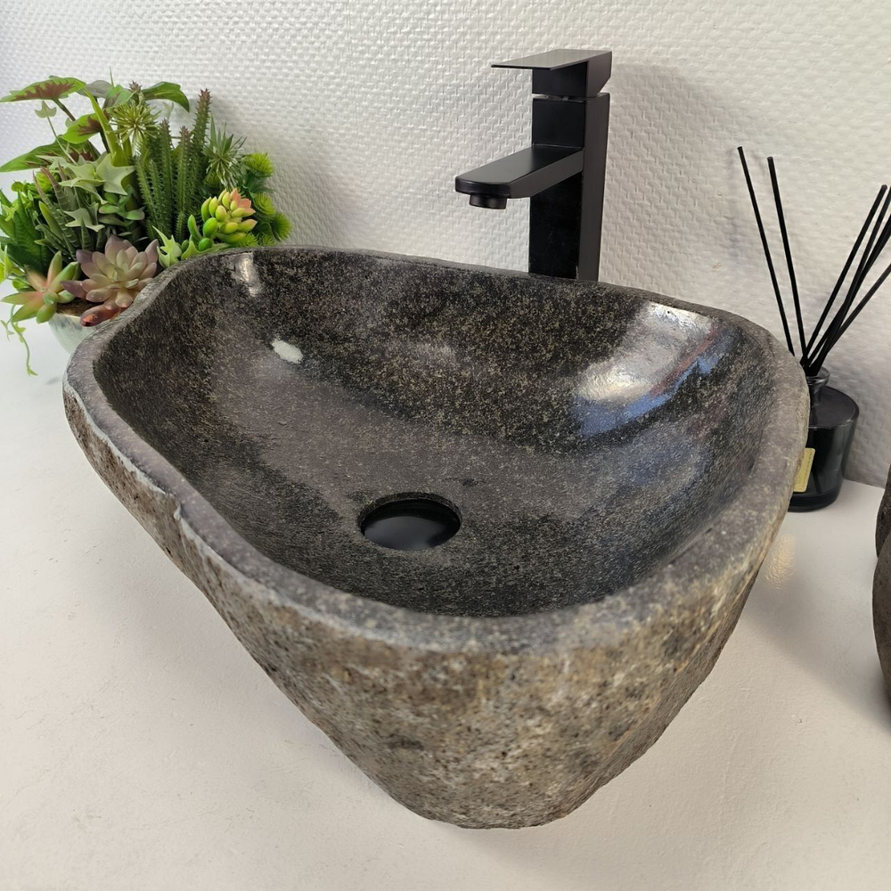 Каменная раковина из речного камня RS-05427 (49*39*15) 0857 из натурального камня