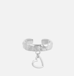 кольцо фактурное  c подвесом сердце