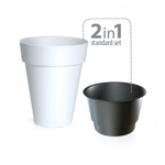 Кашпо CUBE slim 2в1 (с технолог горшком) d27,6 h34,9 V8/12л - белый