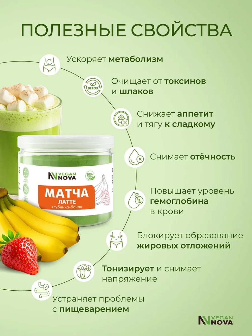 Матча латте клубника-банан (100гр)