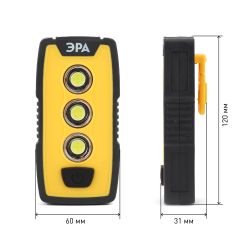 Светодиодный фонарь ЭРА Рабочие Практик RB-802 ручной на батарейках IP65 магнит с крючком и клипсой | Рабочие  фонари