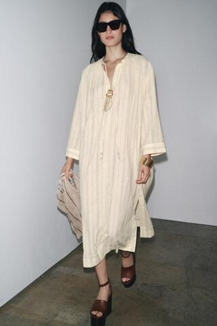 ZARA ПЛАТЬЕ-ТУНИКА В ПОЛОСКУ ИЗ СМЕСОВОГО ЛЬНА — ZW COLLECTION, ПОЛОСКИ