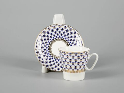 Чашка с блюдцем кофейная 80 мл форма Черный кофе рисунок Кобальтовая сетка арт. 81.14569.00.1