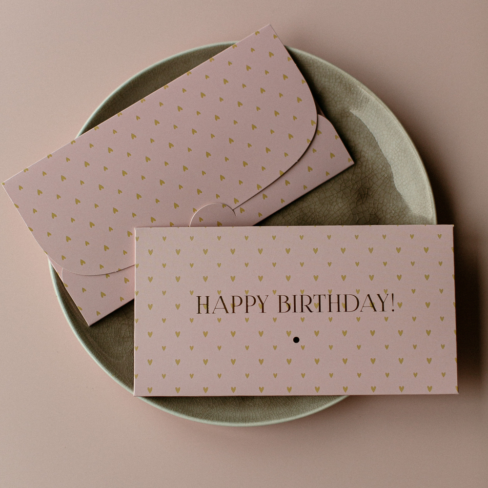 D-507 "Happy birthday!" конверт c золотым тиснением (5 штук в упак)