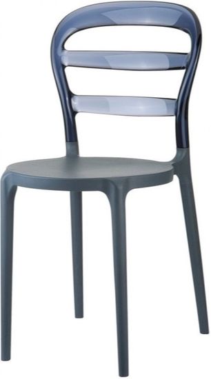 Стул пластиковый Miss Bibi темно-серый, прозрачный