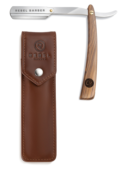 REBEL BARBER Luxury - Опасная бритва со сменным лезвием с кожаным чехлом