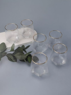 Набор шестигранных бокалов с рифленым стеклом 6 шт 300 мл.