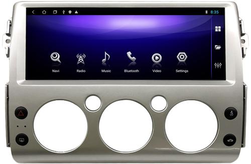 Магнитола для Toyota FJ Cruiser 2005-2022 (цвет рамки серебро) - Kuberg KP-T1216S монитор 12.3" на Android 12, Быстрая, CarPlay, 4G SIM-слот