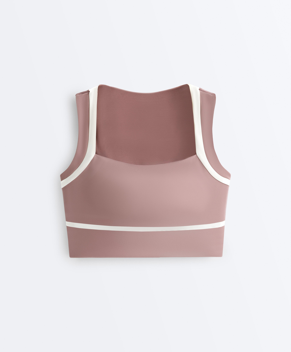 Oysho Топ Compressive, темно-сиреневый