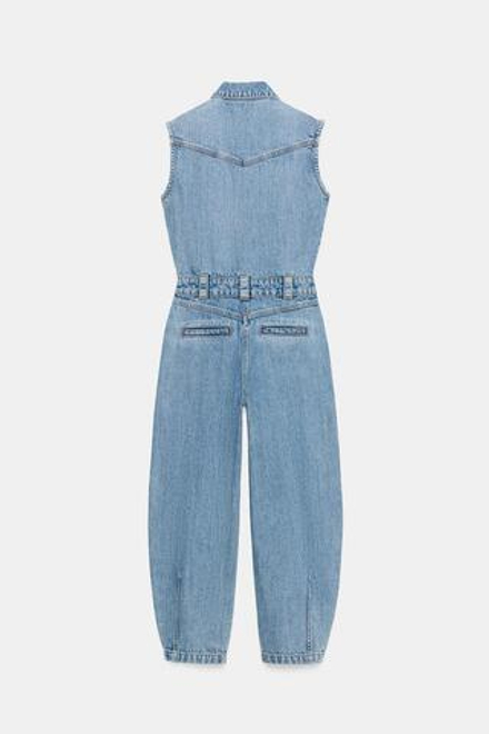 ZARA ДЖИНСОВЫЙ КОМБИНЕЗОН Z1975 BALLOON, ВЫЦВЕТШИЙ СИНИЙ
