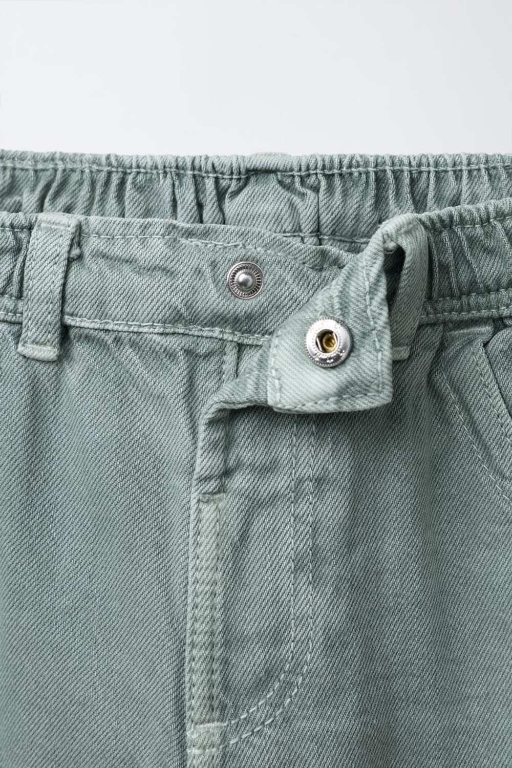 ZARA БРЮКИ BAGGY В ПОЛОСКУ, СВЕТЛО-ЗЕЛЕНЫЙ