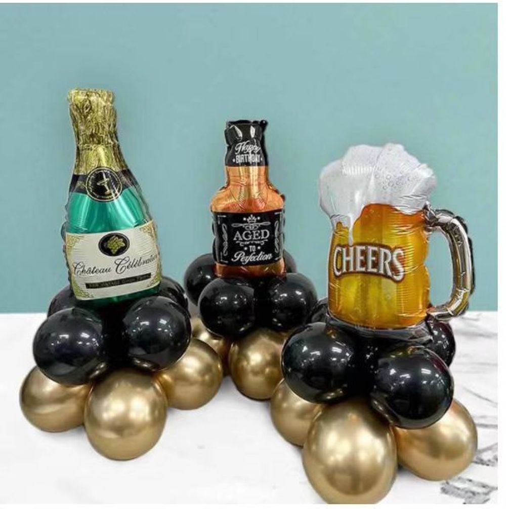 Шар с клапаном (17''/43 см) Мини-фигура, Бутылка, Шампанское вино
