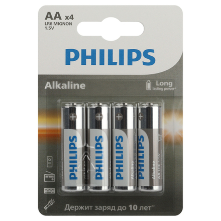 Батарейки Philips LR6A4B/51 АА алкалиновые 1,5v 4 шт. LR6-4BL Entry (4/48/144/20160)
