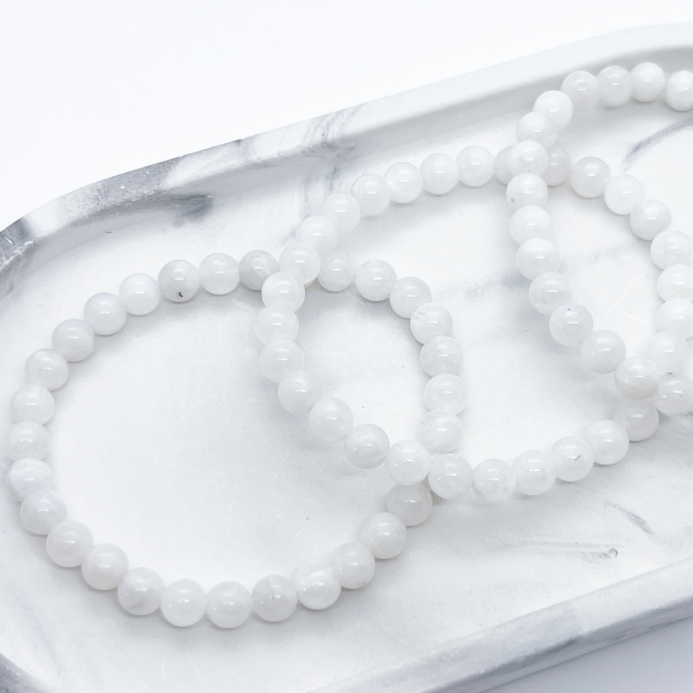 Браслет, лунный камень, диаметр бусин около 6 мм, размер 17 см