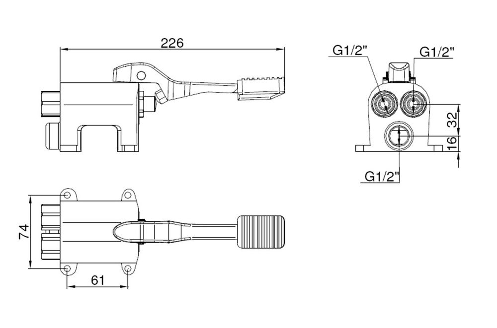 Педаль - смеситель Griferia для профессиональных кранов и изливов 07107.2.B