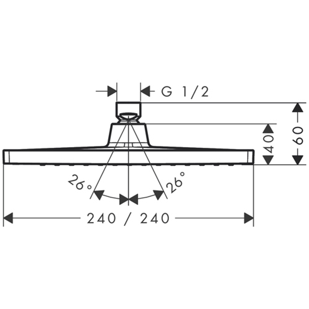 Верхний душ Hansgrohe Crometta E 240 1jet 26726000 схема