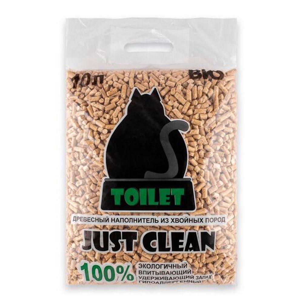 Наполнитель кошачий для туалета древесный 10 л JUST CLEAN