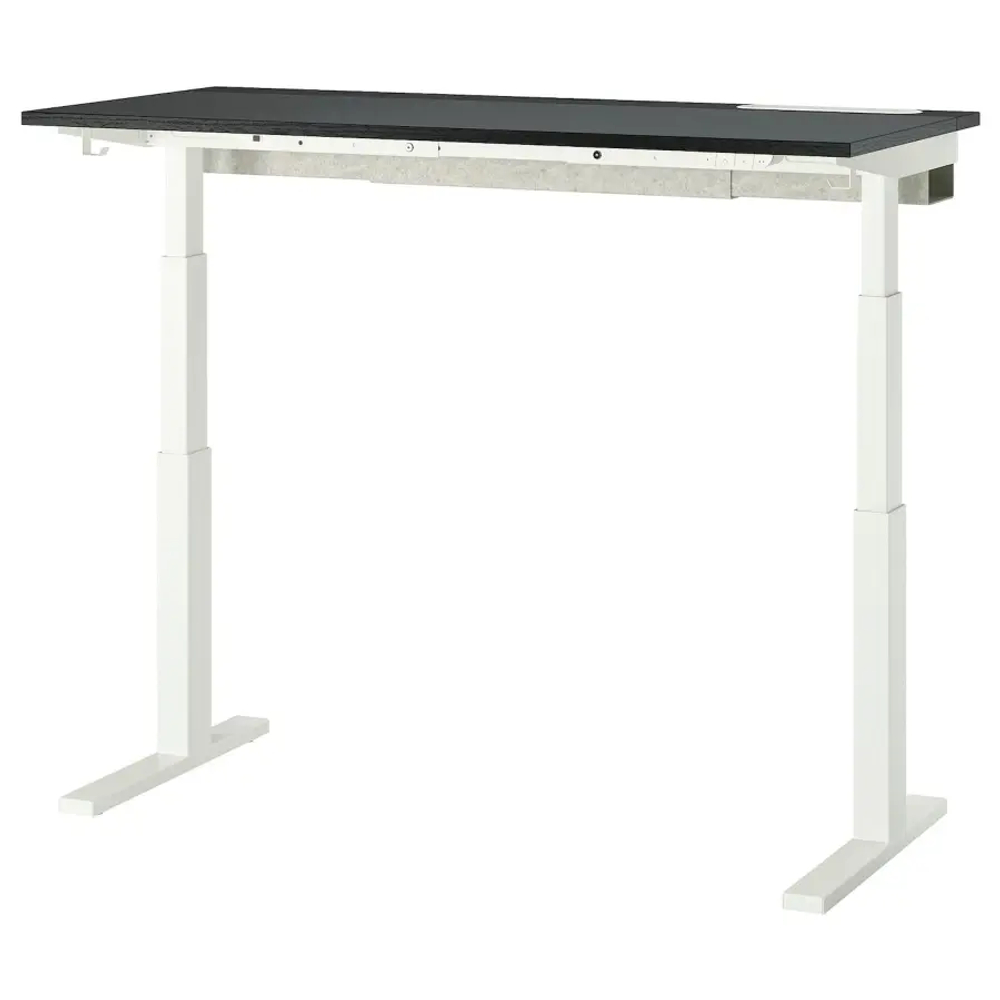 Письменный стол с регулировкой по высоте - IKEA MITTZON/МИТТЗОН ИКЕА, 140х80х62-126 см, белый/черный
