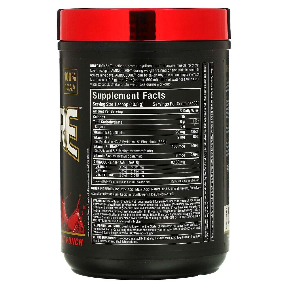 ALLMAX, AMINOCORE™ BCAA, со вкусом фруктового пунша, 315 г (0,69 фунта)