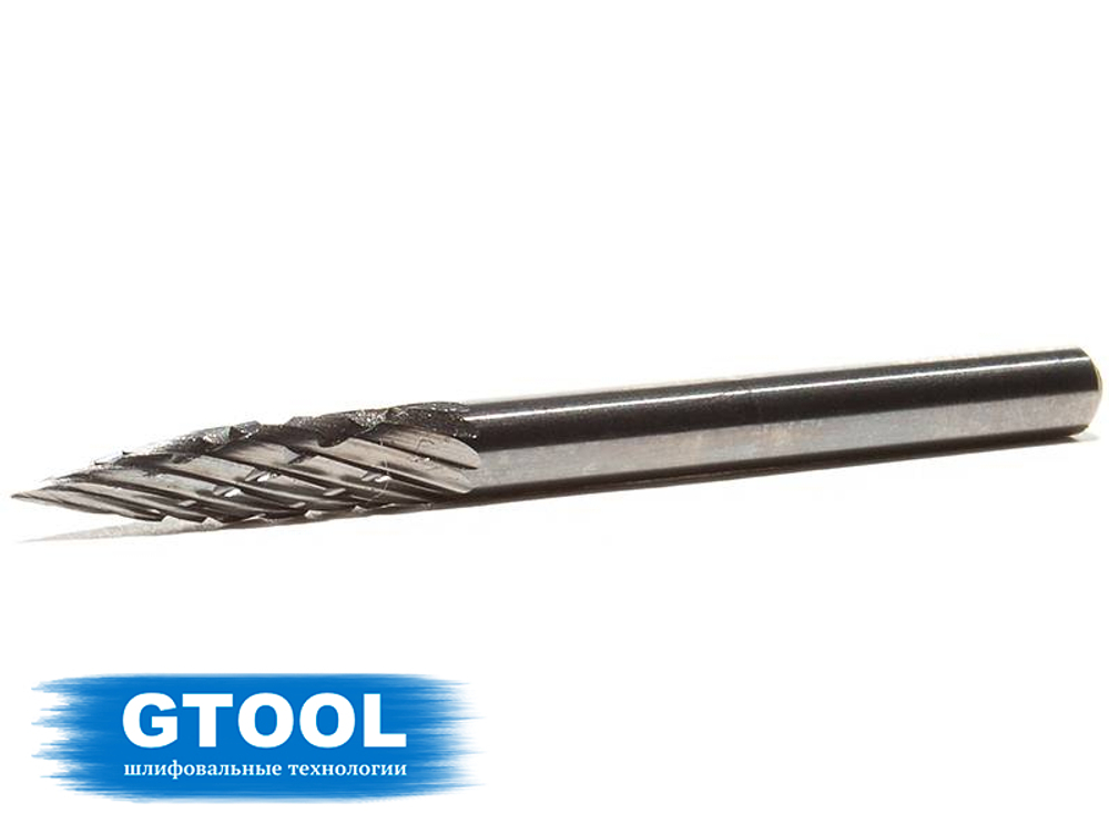 Борфреза GTOOL форма G парабола с заостренной головкой, диаметр головки 3мм