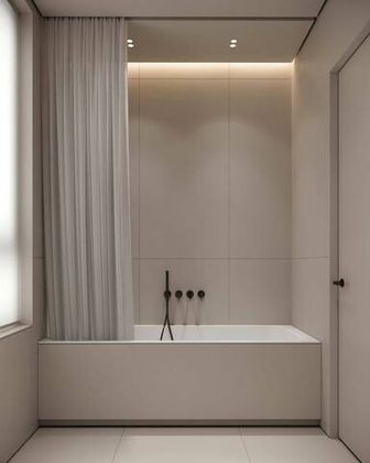 Карниз со шторкой в ванной комнате