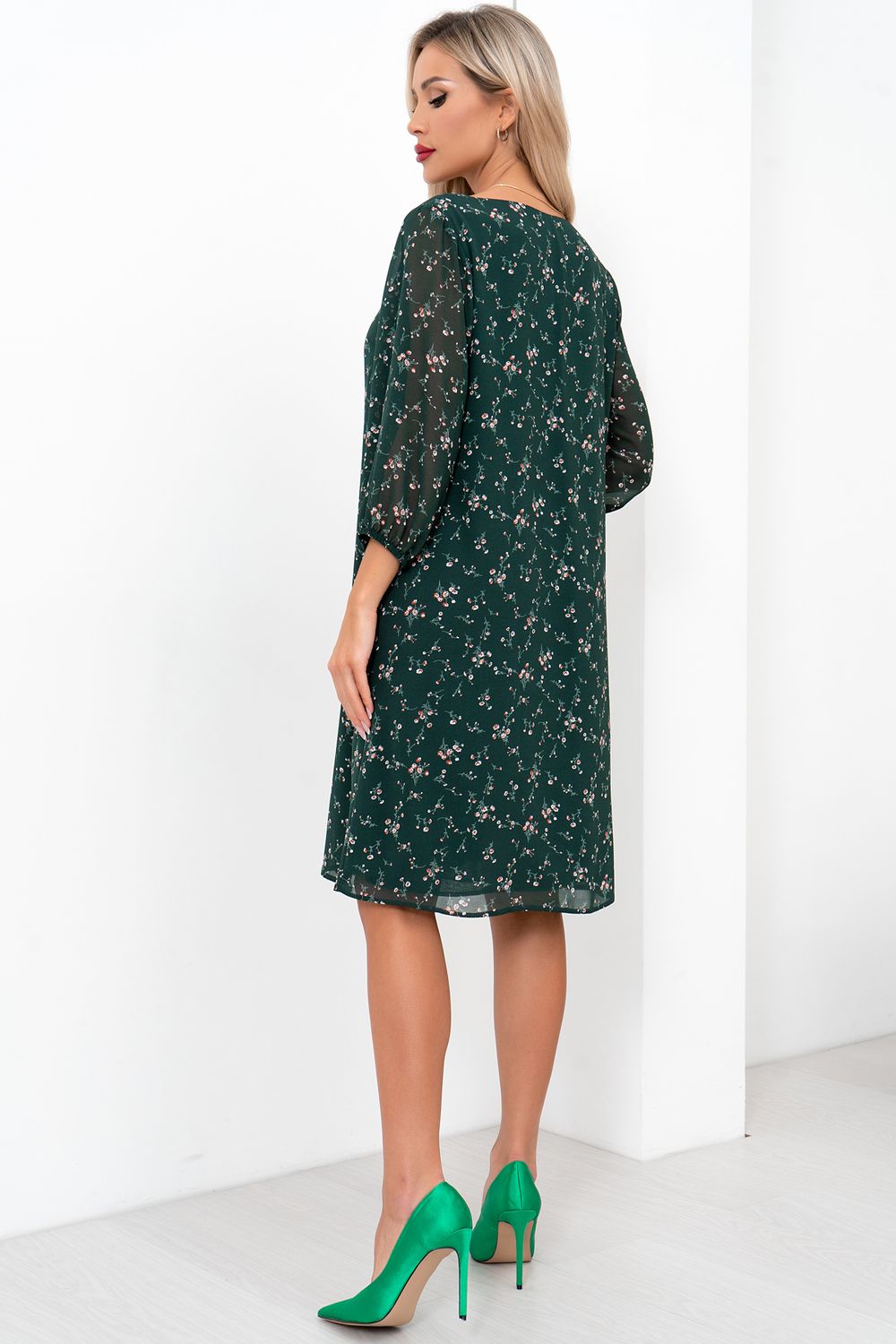 Платье Энджи (зеленый/принт) Р11-2015/3 Nikol (Акция)