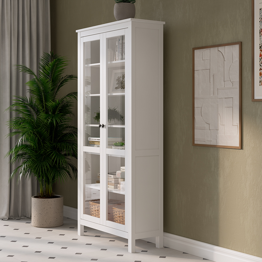 Шкаф-витрина Хемнэс Hemnes/Кымор, ст/ст 90х198х37 см, белый