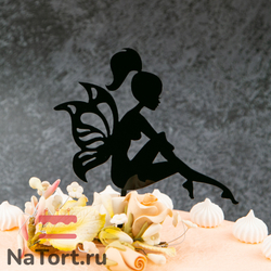 Топпер «Силуэт» фея с крыльями, черный