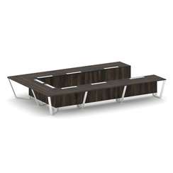 Steel Meet Стол переговорный П-образный KM-PR.B.SP-15P Дуб Мали/Графит Глянец/Металл Белый 4800*3200