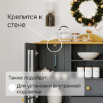 Шкаф-витрина двухдверная Бритта из сосны, с 4 ящиками, 113х32х128 см, серый/антик