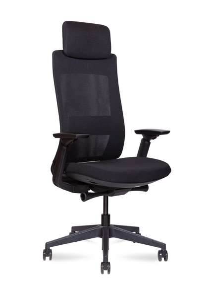 Кресло офисное Норден / Осло блэк / Oslo black / черная сетка /черный пластик / база черная