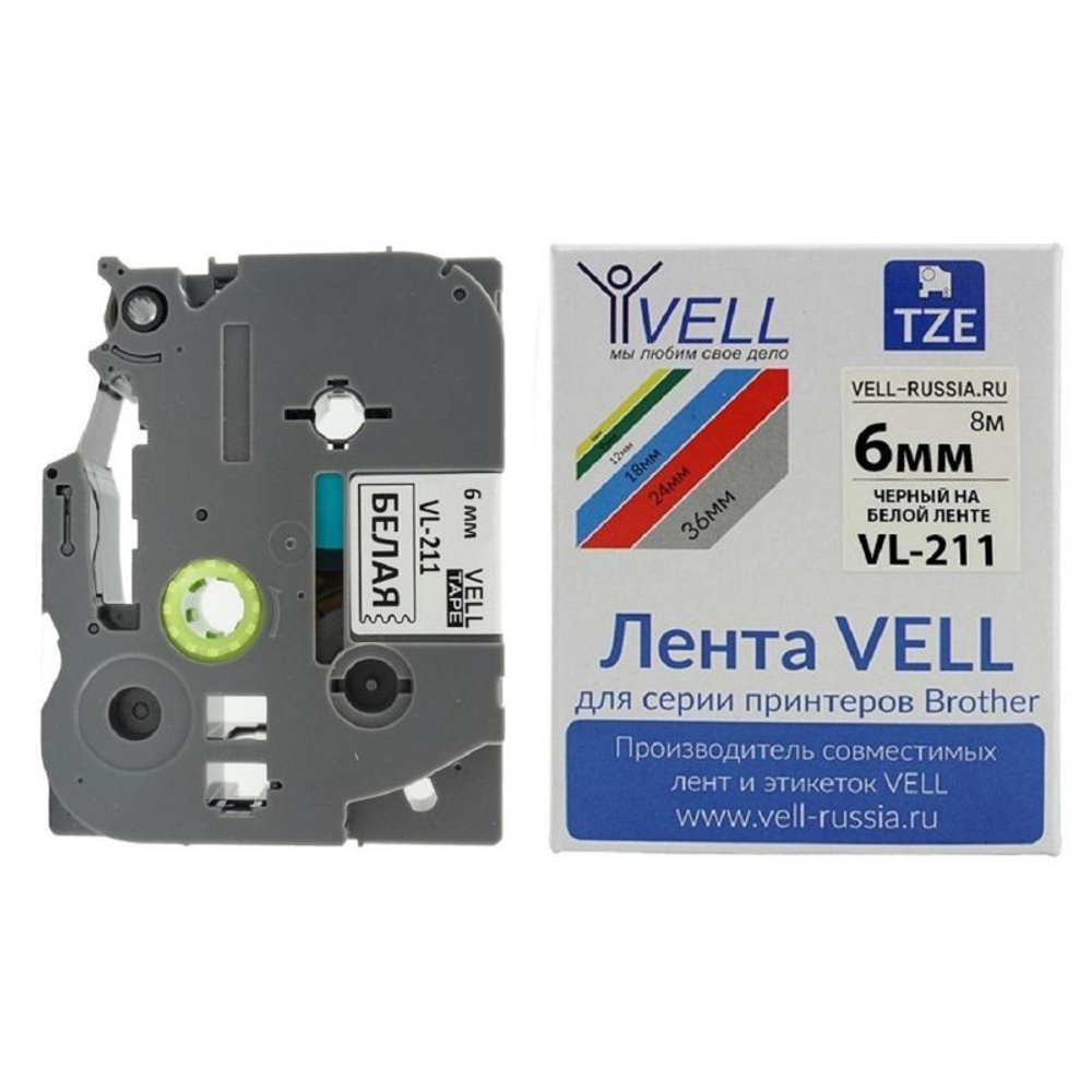 Картридж VL-211 для принтера (6 мм x 8 м, шрифт черный)