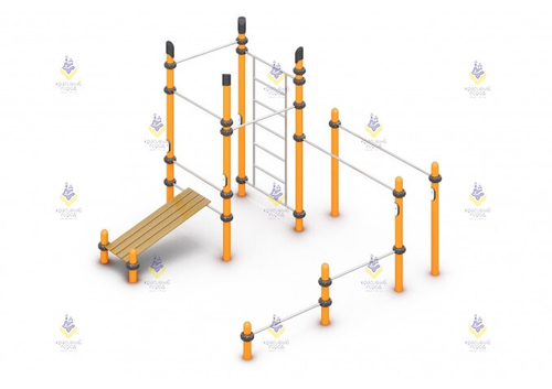 Воркаут «6 турников, шведская стенка, брусья и скамья для пресса»