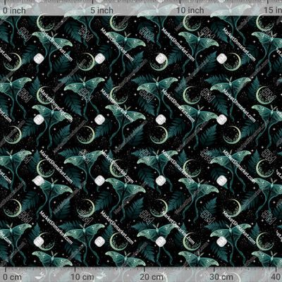 Зеленый паттерн с мотыльками  by lyubava_illustration 612 DPI