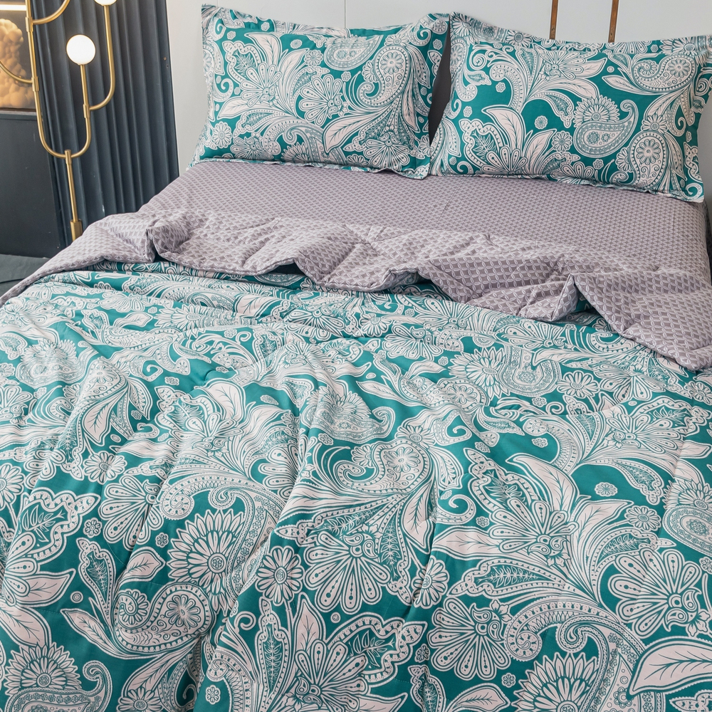 Комплект постельного белья Сатин с Одеялом 100% хлопок 160x80 на резинке OBR149