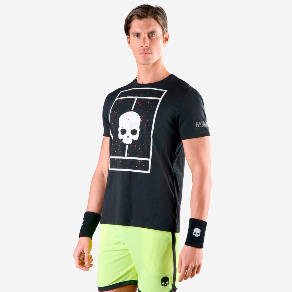 Мужское теннисное поло Hydrogen Court T-Shirt - Black, Multicoloured