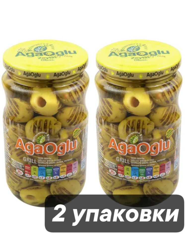 Оливки зеленые AgaOglu на гриле 370 г x 2 шт