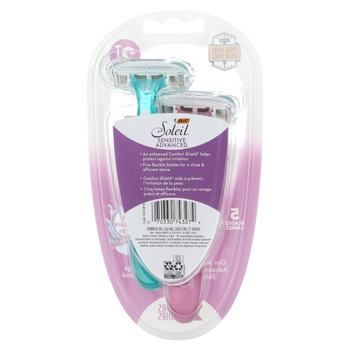 BIC, Soleil Sensitive Advanced, одноразовые бритвенные станки, 2 шт.