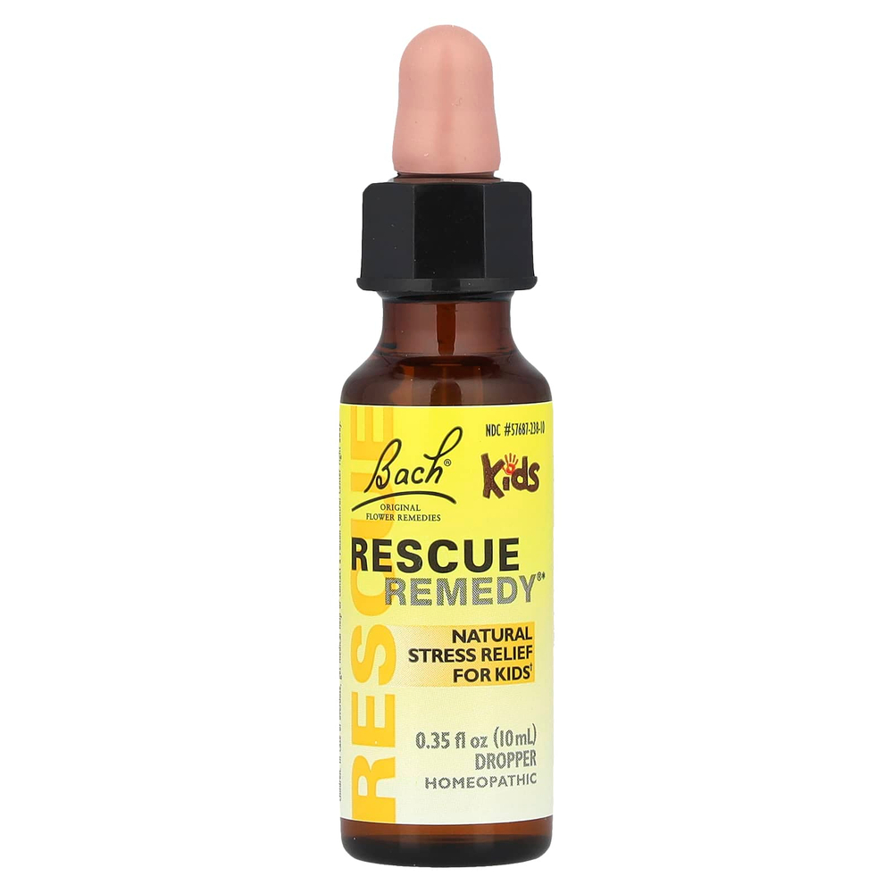 Bach, Rescue Remedy® Kids, натуральное детское средство для снятия стресса, упаковка с пипеткой, 10 мл (0,35 жидк. унции)