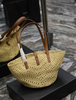 Saint Laurent Panier Small in Raffia