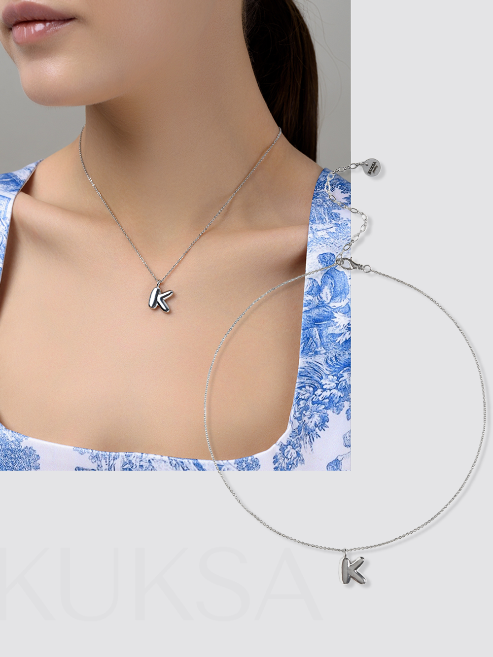 Колье "Simple words K" Silver