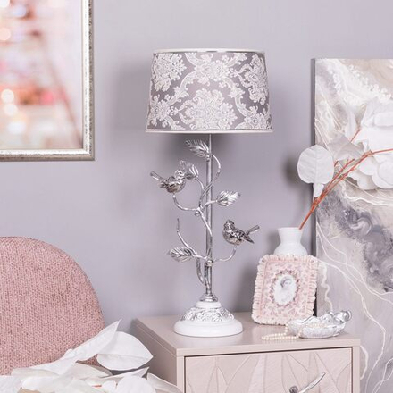 Настольная лампа Терра Spring Айс с абажуром Тюссо Vatican (Ватикан) Сильвер