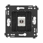 Компьютерная розетка RJ-45 без шторки в стену, кат.6А одинарная экранированная, "Avanti", "Черный матовый"